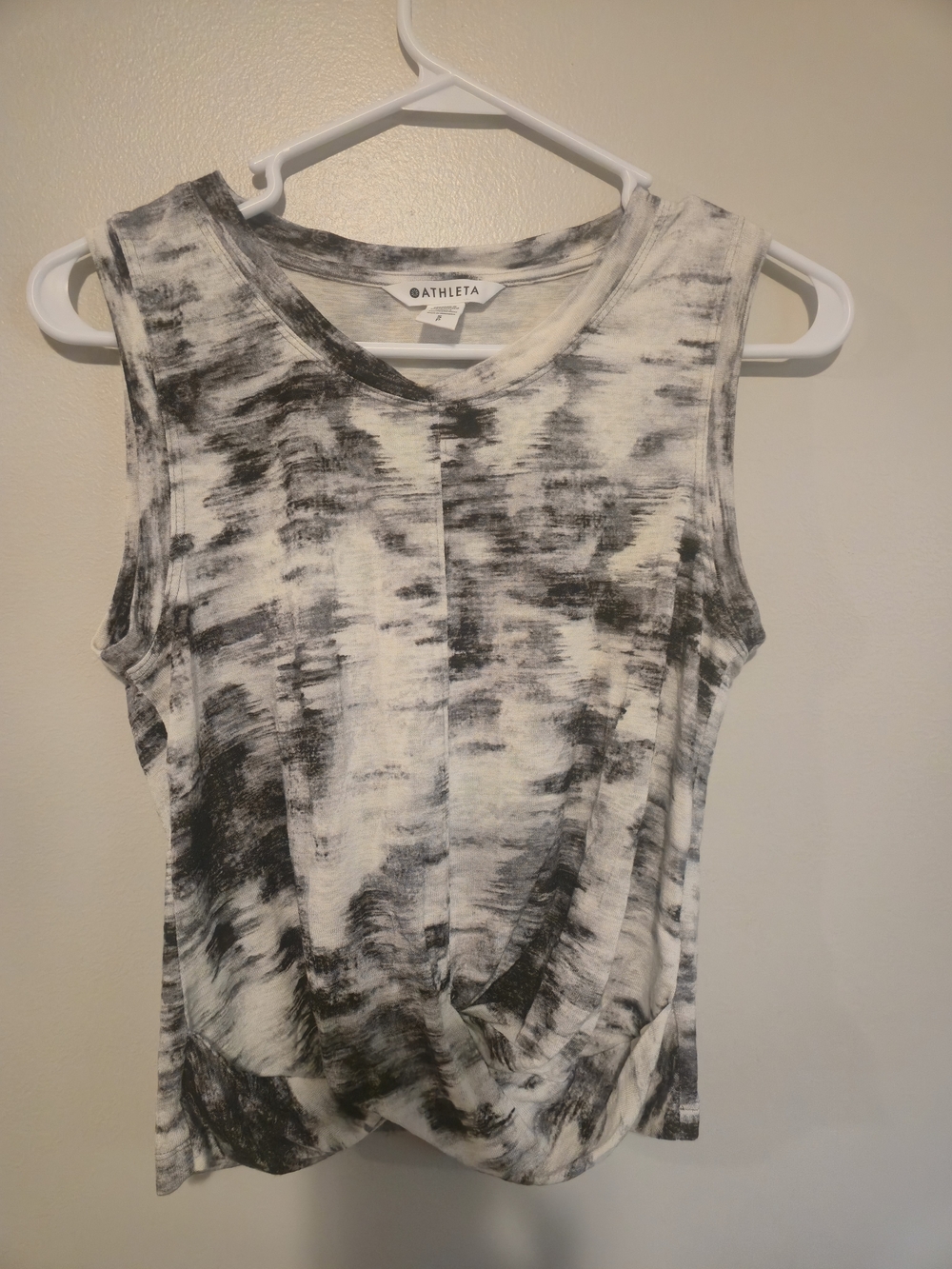 Athleta Black & White Tie-Dye Front Twist Tank Top
